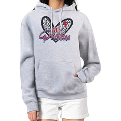Philadelphia Phillies G-III 4Her by Carl Banks Women's Leopard Heart Pullover Hoodie - Heather Gray - MLB on Sale