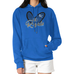 Kansas City Royals G-III 4Her by Carl Banks Women's Leopard Heart Pullover Hoodie - Royal - MLB on Sale