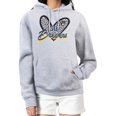Milwaukee Brewers G-III 4Her by Carl Banks Women's Leopard Heart Pullover Hoodie - Heather Gray - MLB Discount