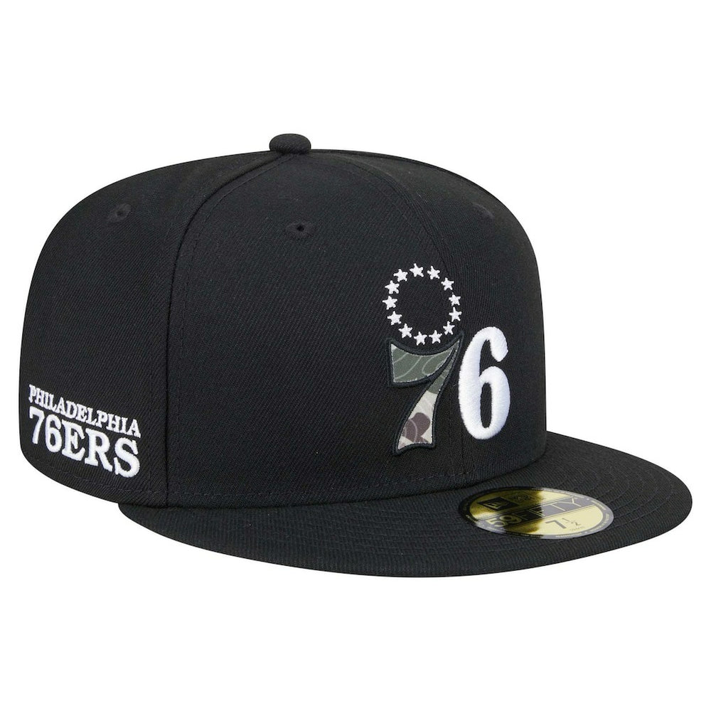Philadelphia 76ers Camo Print UV 59FIFTY Fitted Hat Black | New Era