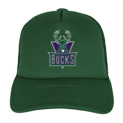 Milwaukee Bucks Youth Core Evergreen Trucker Adjustable Hat Hunter Green | Mitchell & Ness