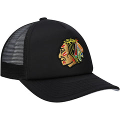 Chicago Blackhawks Mitchell & Ness Youth Core Trucker Adjustable Hat - Black - NHL 201693057
