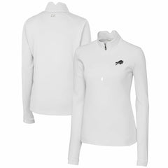 Buffalo Bills Cutter & Buck Women's Traverse Stretch DryTec Quarter-Zip Top White