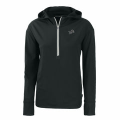 Detroit Lions Cutter & Buck Women's Daybreak Eco Recycled Half-Zip Hoodie Black