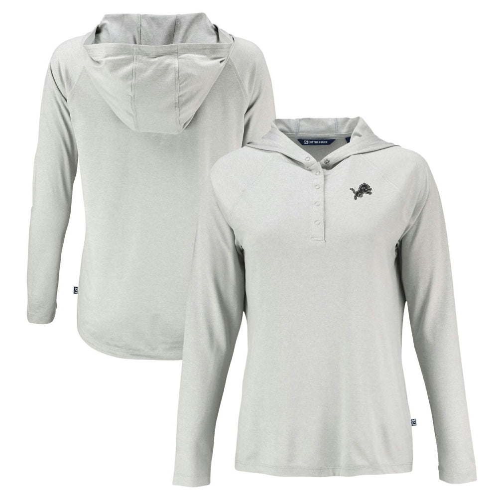 Detroit Lions Cutter & Buck Women's Coastline Epic Comfort Eco Recycled Long Sleeve Hoodie T-Shirt Gray