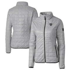 Las Vegas Raiders Cutter & Buck Women's Rainier PrimaLoft Eco Insulated Full-Zip Puffer Jacket Gray