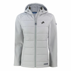 Detroit Lions Cutter & Buck Women's Evoke Hybrid Eco Softshell Recycled Full-Zip Hoodie Jacket Gray