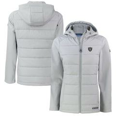 Las Vegas Raiders Cutter & Buck Women's Evoke Hybrid Eco Softshell Recycled Full-Zip Hoodie Jacket Gray
