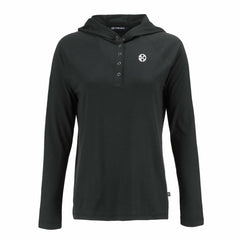 Pittsburgh Steelers Cutter & Buck Women's Coastline Epic Comfort Eco Recycled Long Sleeve Hoodie T-Shirt Black