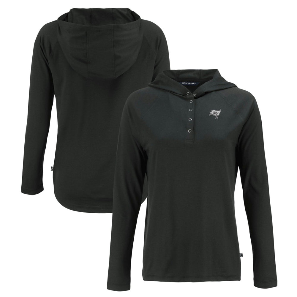 Tampa Bay Buccaneers Cutter & Buck Women's Coastline Epic Comfort Eco Recycled Long Sleeve Hoodie T-Shirt Black