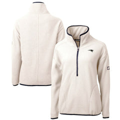 New England Patriots Cutter & Buck Women's Cascade Eco Sherpa Fleece Half-Zip Jacket Oatmeal