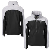 San Francisco 49ers Cutter & Buck Women's Charter Eco Recycled Half-Zip Hoodie Anorak Jacket Black/Gray