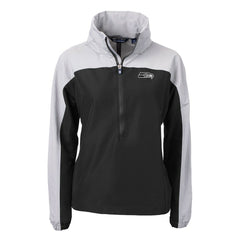 Seattle Seahawks Cutter & Buck Women's Charter Eco Recycled Half-Zip Hoodie Anorak Jacket Black/Gray
