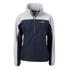 Seattle Seahawks Cutter & Buck Women's Charter Eco Recycled Half-Zip Hoodie Anorak Jacket College Navy