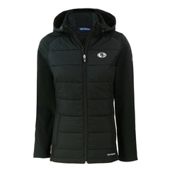 San Francisco 49ers Cutter & Buck Women's Evoke Hybrid Eco Softshell Recycled Full-Zip Hoodie Jacket Black