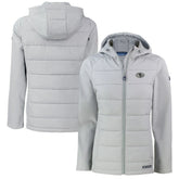 San Francisco 49ers Cutter & Buck Women's Evoke Hybrid Eco Softshell Recycled Full-Zip Hoodie Jacket Gray