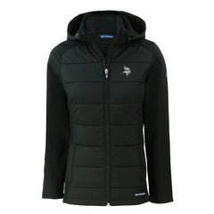 Minnesota Vikings Cutter & Buck Women's Evoke Hybrid Eco Softshell Recycled Full-Zip Hoodie Jacket Black