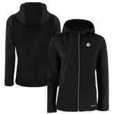 Pittsburgh Steelers Cutter & Buck Women's Evoke Eco Softshell Recycled Full-Zip Hoodie Jacket Black