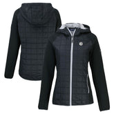 Pittsburgh Steelers Cutter & Buck Women's Rainier PrimaLoft Eco Hybrid Full-Zip Hoodie Jacket Black