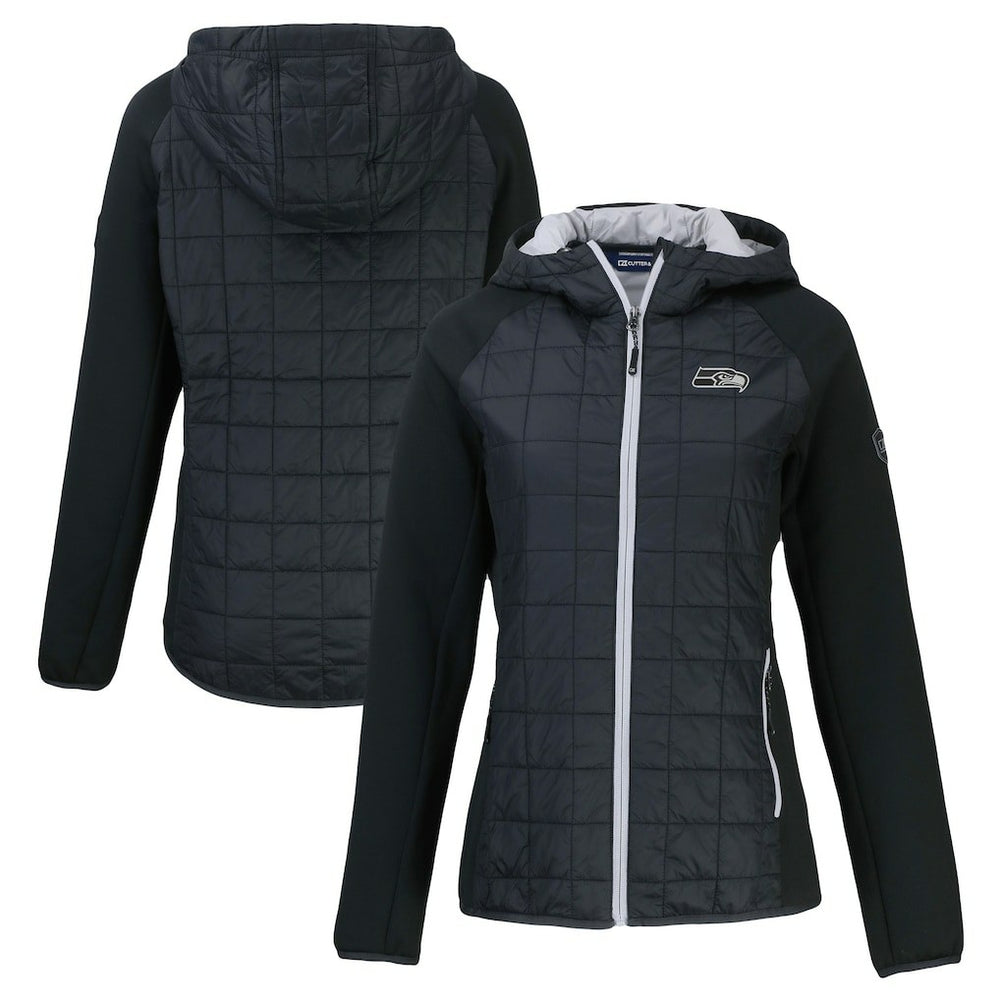 Seattle Seahawks Cutter & Buck Women's Rainier PrimaLoft Eco Hybrid Full-Zip Hoodie Jacket Black