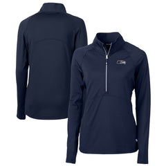 Seattle Seahawks Cutter & Buck Women's Adapt Eco Knit Stretch Recycled Raglan Half-Zip Top College Navy