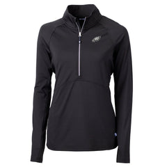 Philadelphia Eagles Cutter & Buck Women's Adapt Eco Knit Stretch Recycled Raglan Half-Zip Top Black