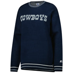 Dallas Cowboys Starter Women's Oversized On the Ball Intarsia Knit Pullover Sweater Navy