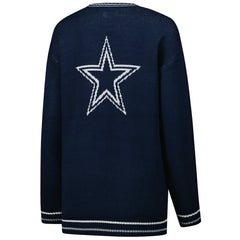 Dallas Cowboys Starter Women's Oversized On the Ball Intarsia Knit Pullover Sweater Navy