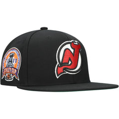New Jersey Devils Mitchell & Ness Core Top Spot Snapback Hat - Black - NHL 201700828