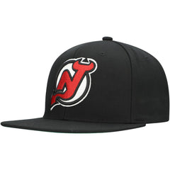 New Jersey Devils Mitchell & Ness Core Top Spot Snapback Hat - Black - NHL 201700828