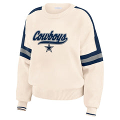 Dallas Cowboys WEAR by Erin Andrews Women's Stripe Pullover Sweater Cream