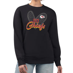 Kansas City Chiefs G-III 4Her by Carl Banks Women's Leopard Heart Pullover Sweatshirt Black