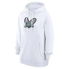 Philadelphia Eagles G-III 4Her by Carl Banks Women's Animal Print Heart Team Graphic Fleece Tri-Blend Pullover Hoodie White