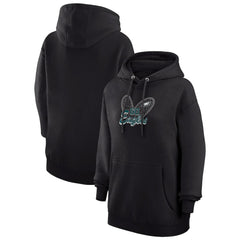 Philadelphia Eagles G-III 4Her by Carl Banks Women's Animal Print Heart Team Graphic Fleece Tri-Blend Pullover Hoodie Black