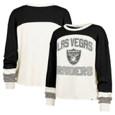 47 brand Las Vegas Raiders '47 Women's Double Header Curve Raglan Long Sleeve Crop Top Cream