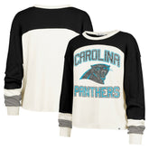 47 brand Carolina Panthers '47 Women's Double Header Curve Raglan Long Sleeve Crop Top Cream