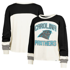 47 brand Carolina Panthers '47 Women's Double Header Curve Raglan Long Sleeve Crop Top Cream