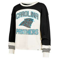 47 brand Carolina Panthers '47 Women's Double Header Curve Raglan Long Sleeve Crop Top Cream