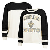 47 brand New Orleans Saints '47 Women's Double Header Curve Raglan Long Sleeve Crop Top Cream