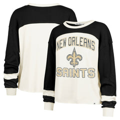 47 brand New Orleans Saints '47 Women's Double Header Curve Raglan Long Sleeve Crop Top Cream