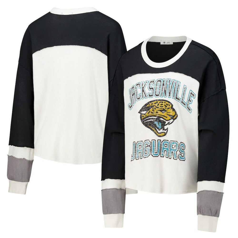 47 brand Jacksonville Jaguars '47 Women's Double Header Curve Raglan Long Sleeve Crop Top Cream
