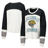 47 brand Jacksonville Jaguars '47 Women's Double Header Curve Raglan Long Sleeve Crop Top Cream