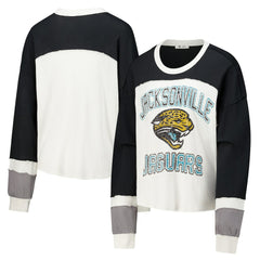 47 brand Jacksonville Jaguars '47 Women's Double Header Curve Raglan Long Sleeve Crop Top Cream