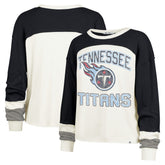 47 brand Tennessee Titans '47 Women's Double Header Curve Raglan Long Sleeve Crop Top Cream