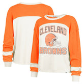 47 brand Cleveland Browns '47 Women's Double Header Curve Raglan Long Sleeve Crop Top Cream