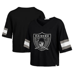 47 brand Las Vegas Raiders '47 Women's Double Header Scout Cropped V-Neck T-Shirt Black
