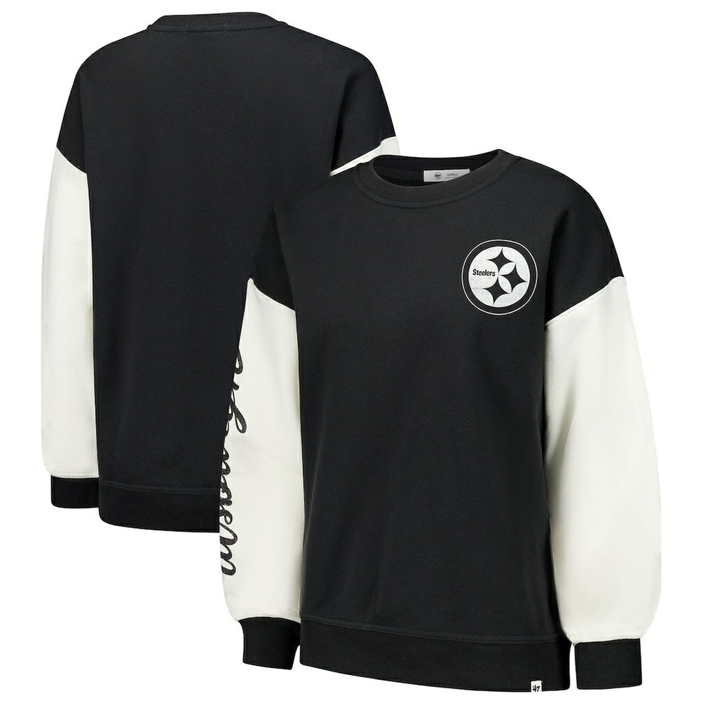 47 brand Pittsburgh Steelers '47 Women's Double Header Rise Andie Pullover Sweatshirt Black