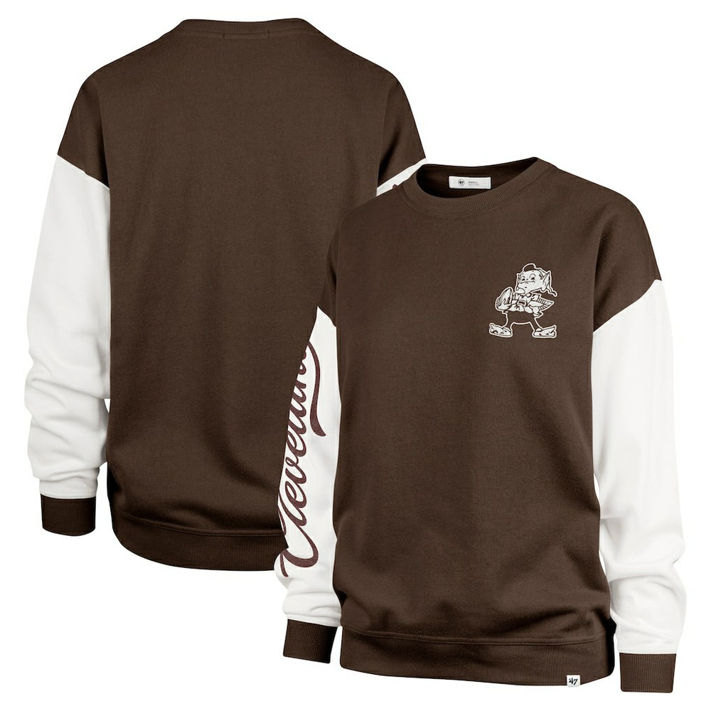 47 brand Cleveland Browns '47 Women's Double Header Rise Andie Pullover Sweatshirt Brown
