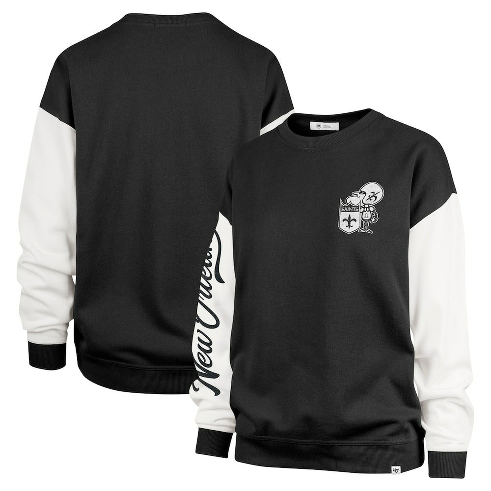 47 brand New Orleans Saints '47 Women's Double Header Rise Andie Pullover Sweatshirt Black