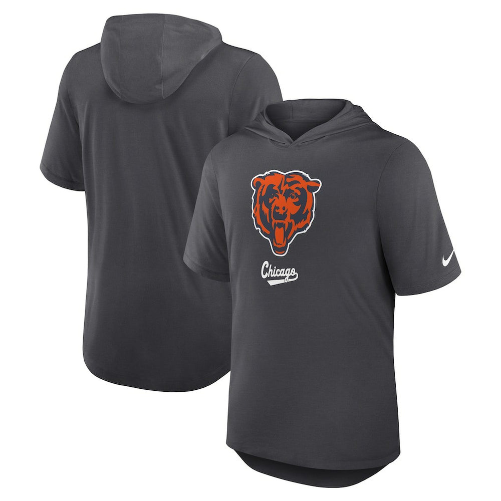 Nike Chicago Bears Tri-Blend Performance Hoodie T-Shirt Anthracite
